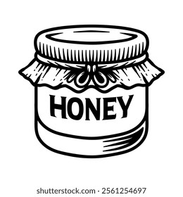 jar glass of honey presents isolated drawing line art style sketch classic vintage design illustration