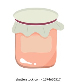 jar glass jam dessert cartoon hygge style vector illustration