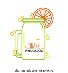 jar glass with orange slice over white background. colorful design. vector illustration