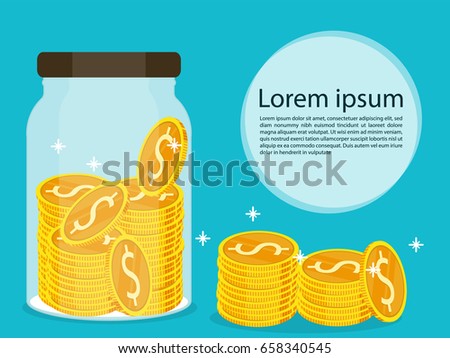 Jar gold coin dollar save vector