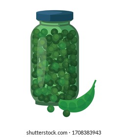 Jar green peas vector icon.Cartoon vector icon isolated on white background jar green peas.