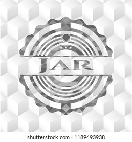 Jar grey badge with geometric cube white background