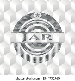 Jar grey badge with geometric cube white background