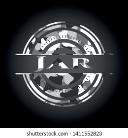 Jar grey camouflaged emblem. Vector Illustration.