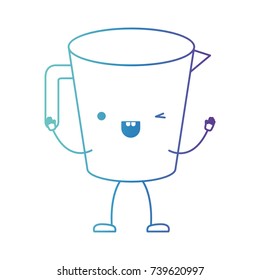 jar with handle cartoon in degraded blue color contour vector illustration