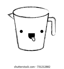 jar with handle monochrome blurred kawaii silhouette vector illustration