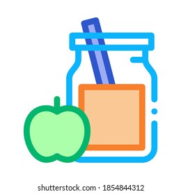 Jar with Healthy Drink and Apple Biohacking Icon Vector Thin Line. Contour Illustration