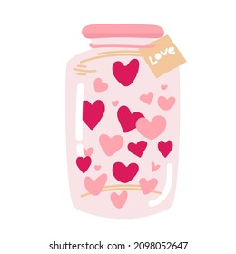 jar with heart, love quote on white for bright valentine's day, declaration of love