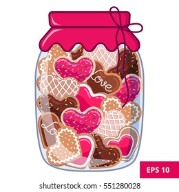 Jar of heart shaped cookies