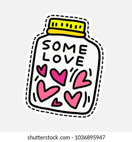 Jar with hearts - illustration in patch style