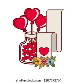 jar with hearts isolated icon