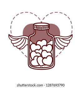 jar with hearts isolated icon
