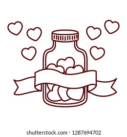 jar with hearts isolated icon