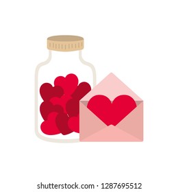 jar with hearts isolated icon