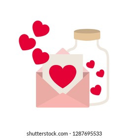 jar with hearts isolated icon