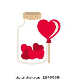 jar with hearts isolated icon