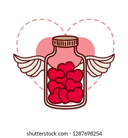 jar with hearts isolated icon