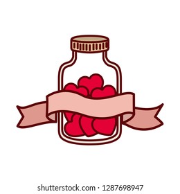 jar with hearts isolated icon