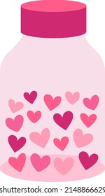 Jar with hearts vector illustration