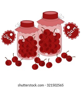 Jar of home made cherry jam vector background 