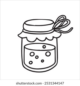 
jar of homemade jam, vector illustration in doodle style. coloring book