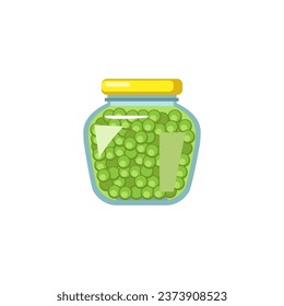 Jar of homemade pickled peas on white background