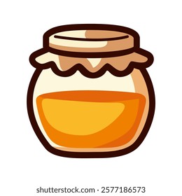 a jar of honey cartoon flat color vector illustration template design