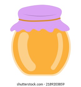 Jar of honey in cartoon style, vector isolated on a white background.