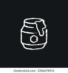 Jar of honey chalk icon. Vector isolated black illustration.