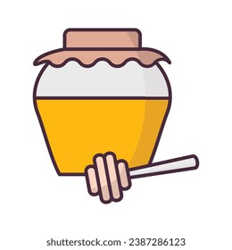 Jar of honey and honey dipper icon vector