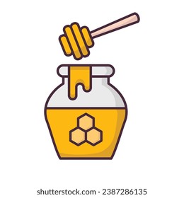 Jar of honey and honey dipper icon vector