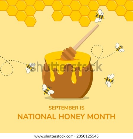 Jar of honey and honey dipper icon vector illustration good for National Honey Month