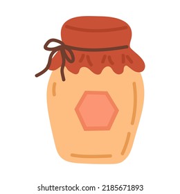A jar of honey Doodle style Cozy autumn. Flat vector illustration