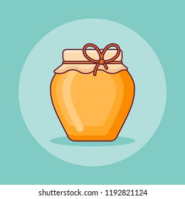 Jar of honey flat line icon. Vector illustration.