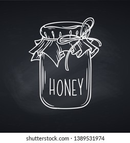 Jar of honey or glass jar, chalkboard style. Vector illustration.