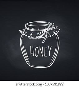 Jar of honey or glass jar, chalkboard style. Vector illustration.