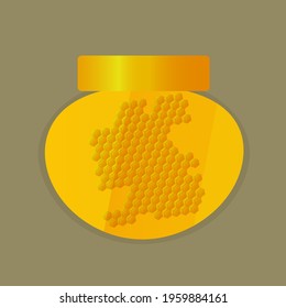 Jar of honey and honeycombs. Vector illustration.