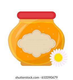 Jar of honey icon, flat style. Isolated on white background. Vector illustration, clip-art
