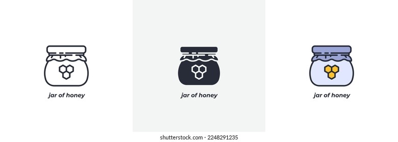 jar of honey icon. Line, solid and filled outline colorful version, outline and filled vector sign. Idea Symbol, logo illustration. Vector graphics