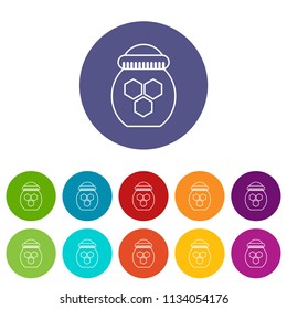 Jar of honey icons color set vector for any web design on white background