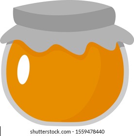 Jar of honey, illustration, vector on white background.