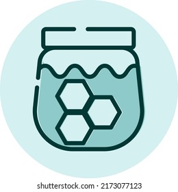 Jar of honey, illustration, vector on a white background.