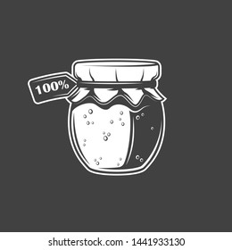 Jar of honey isolated on black background. Vector illustration