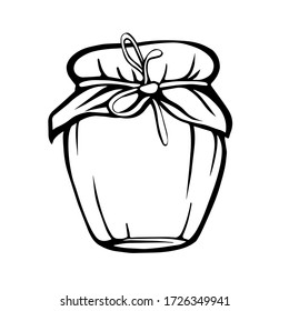 A jar of honey or jam, isolated on a white background. Hand-drawn vector illustration in the Doodle style.