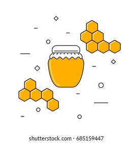 Jar of honey line icon, isolated on white