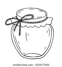 Jar of honey linear sketch .Vector graphics.