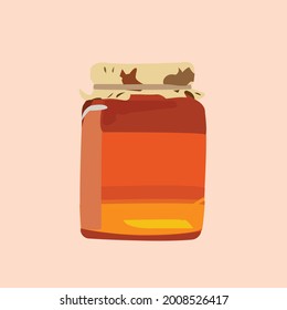 jar of honey on pink background