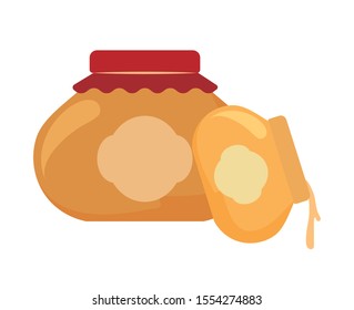 jar with honey on white background vector illustration design