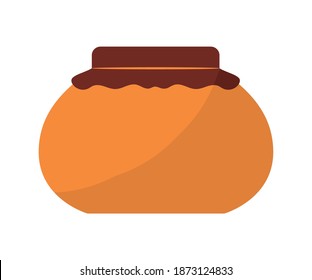 jar of honey with orange color on white background vector illustration design