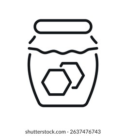 jar of honey outline vector icon